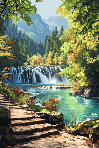 九寨沟多彩湖泊瀑布