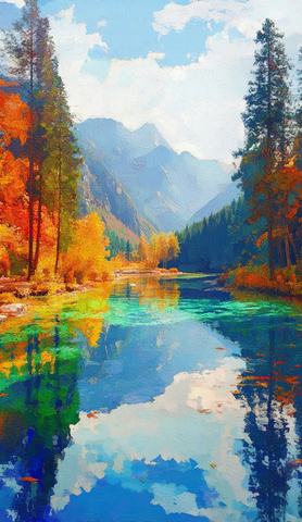 九寨沟抽象艺术画