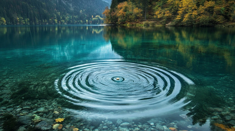 湖面圆形波纹