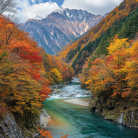 秋日峡谷河流