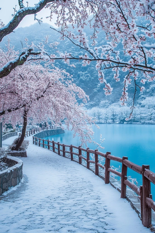 冬日公园蓝梅花径