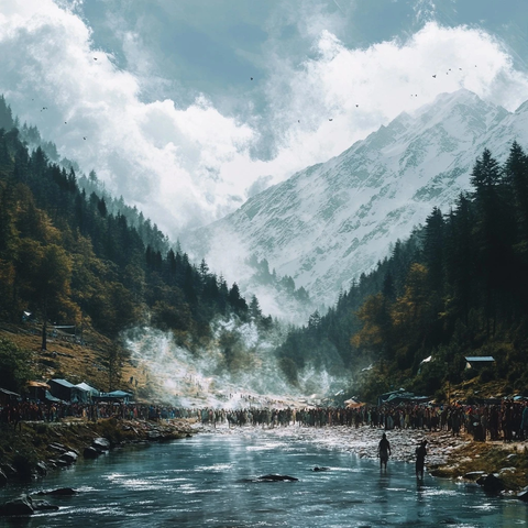 山脉河流音乐节背景