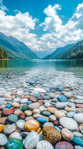 湖底彩色鹅卵石
