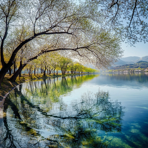 清明时节河畔春色