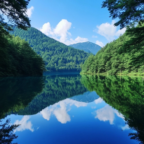 蓝天绿水青山森林