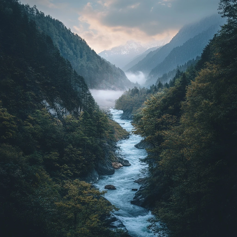 河流山脉森林秋叶