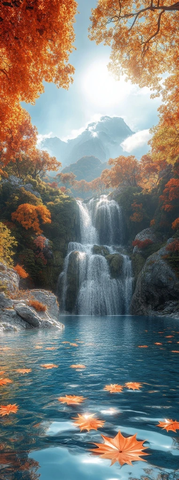 碧水秋叶瀑布流