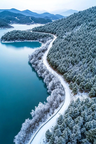 雪后秦岭松林小径