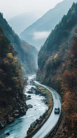 驾驶小车沿山路行驶