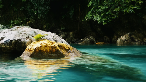 岩石上的黄尾美人鱼