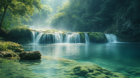 小流瀑布清溪绿岸