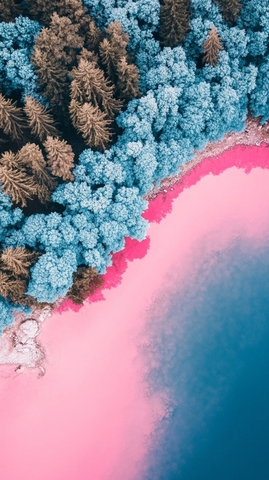 森林与海岸线航拍