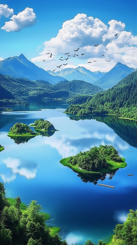 心形小湖群与远山