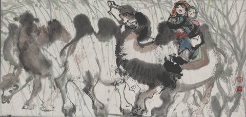 192-2-程十发-民族少女图22X47 