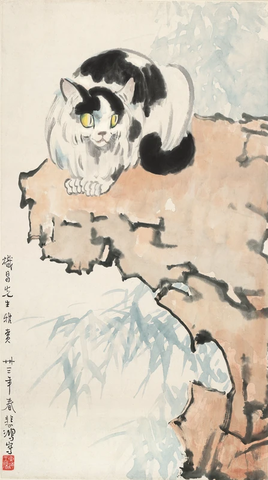 24徐悲鸿 猫踞图 纸本38.5x68.7 