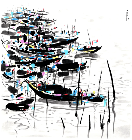 AH-174吴冠中《舟群》 