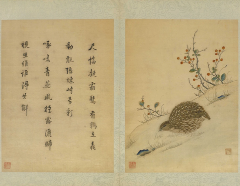 《韩希孟绣宋元名迹册·鹑鸟图》