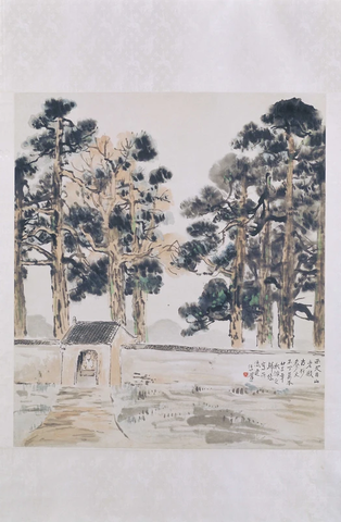 【近现代】徐悲鸿 老殿古杉图轴 