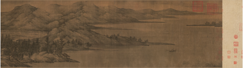 五代 董源 夏景山口画芯1 绢本181x50