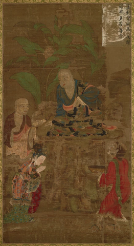 五代 高僧贯休 十六罗汉像-伐闍羅弗多羅尊者唐卡布本143x89北京