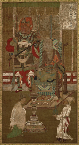 五代 高僧贯休 十六罗汉像-賓度羅跋囉惰闍尊者唐卡布本143x89北京