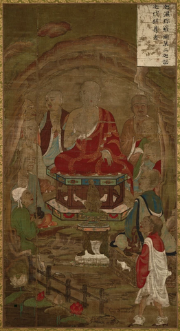 五代 高僧贯休 十六罗汉像-迦诺迦伐磋尊者唐卡布本143x89北京