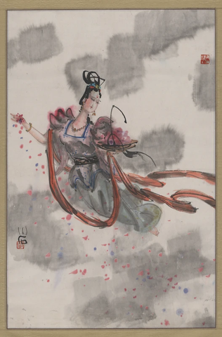 付小石-人物图轴 