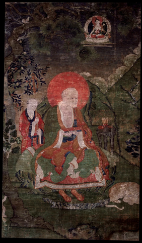 佛 唐卡 罗汉Arhat (Buddhist Elder) - 16 Elders Gopaka 布鲁克林博物馆 大清 画