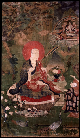 佛 唐卡 罗汉Arhat (Buddhist Elder) - 16Elders Vajriputra 布鲁克林博物馆 大清 画