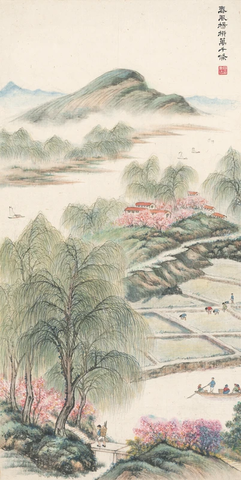 傅抱石 春风杨柳万千樤62×122.5