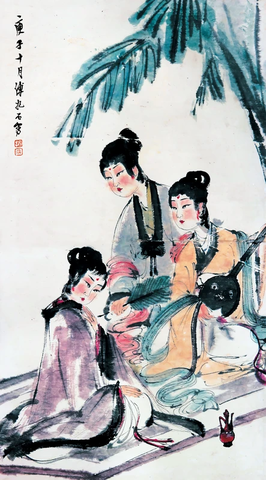 傅抱石 芭蕉美人图 33×60 