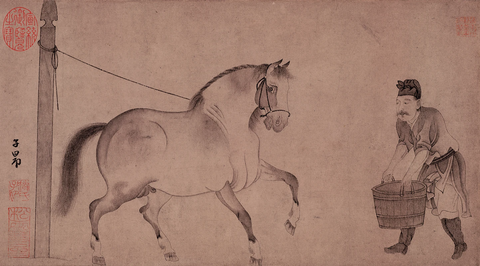 元 赵孟頫 饮马图 纸本 27X50