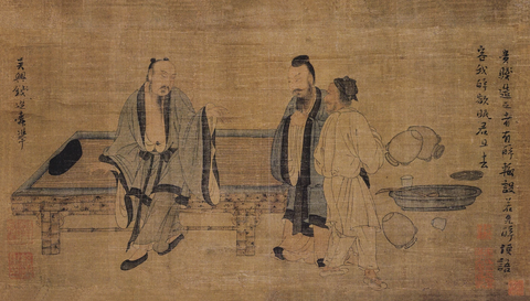 元 钱选 扶醉图卷绢本28x49.2美国