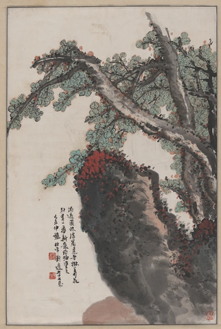 刘伯年-柏树图轴 