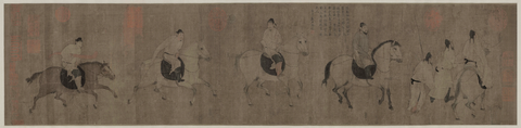北宋 佚名 游骑图卷 绢本 22.7x94台北