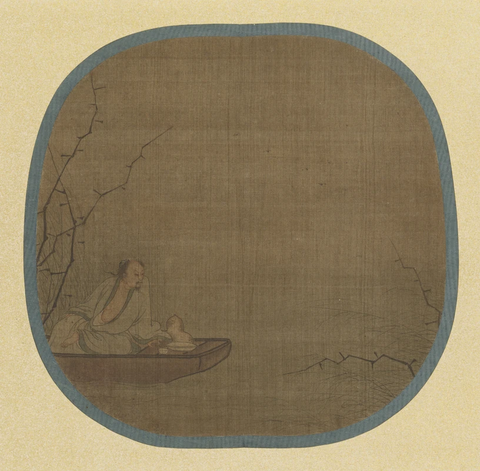 南宋 马远  舟人形图 绢本着色 21.2×21.8(团扇形)