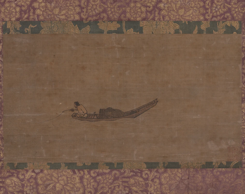 南宋 马远 寒江独釣图绢本40x51东京