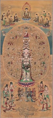 台湾 江逸子 千手观音菩萨画像136x61  