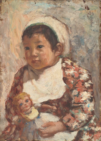 吴作人 靖生肖像 油画 