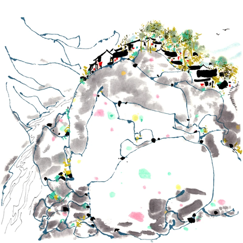 吴冠中 山村小景 48×48 