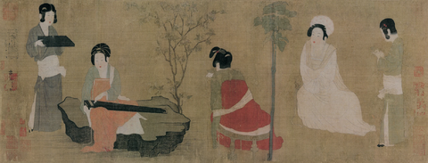 唐 仕女图 绢本27.95x73.31副本