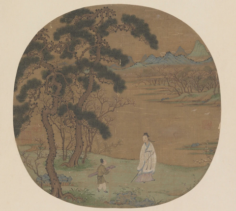 宋 佚名 松阴策杖图页50x56