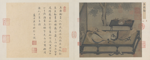 宋 佚名 槐荫消夏图绢本36x91_1