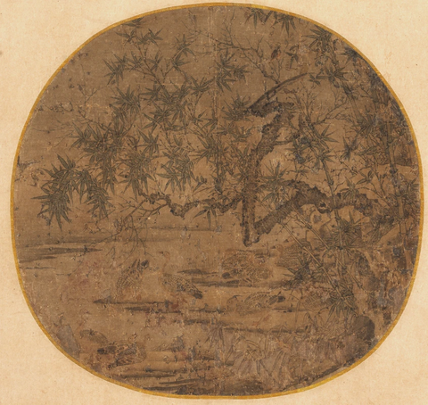 宋 佚名 竹塘宿雁图68x77东京 