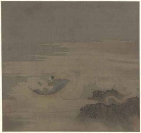 宋 佚名 莲舟仙渡图44x47