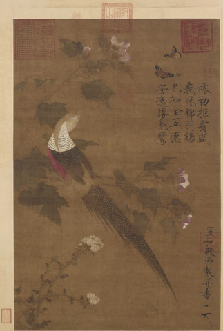 宋徽宗赵佶 芙蓉锦鸡图绢本81.5x53.6 