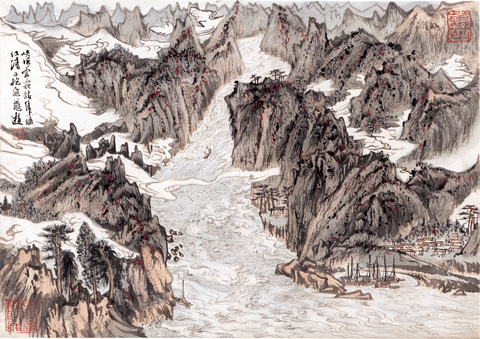 峡坼云霾龙虎睡42x30 