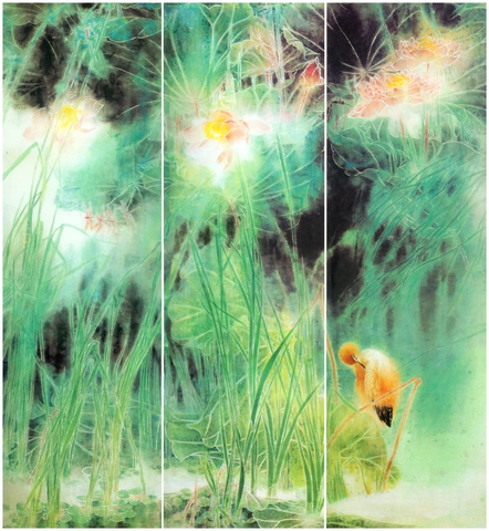 张伟民 无意薰风三条屏 