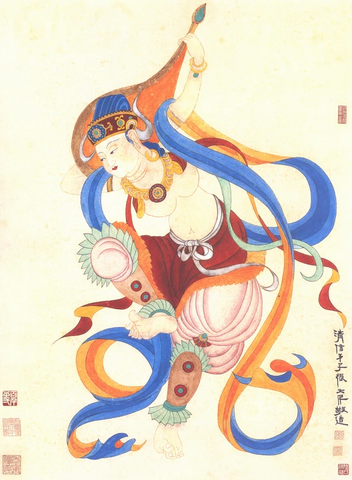 张大千 敦煌壁画 仕女50x65 