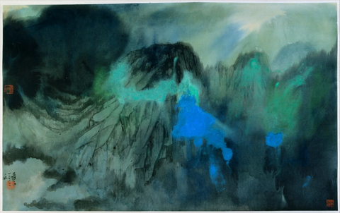 张大千泼墨国画山水42x67 